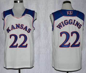 Maillot De Basket NCAA Kansas Jayhawks Andrew Wiggins 22 NCAA Basketball Authentique Blanc